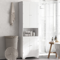 Portland 4 Door White Tall Floor Cabinet - Size: 60 x 30 x 183cm - Wilko