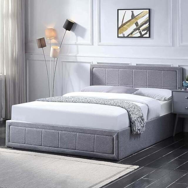 Portland Small Double Ottoman Upholstered Bed Frame with Storage - Grey - Wilko - image 1