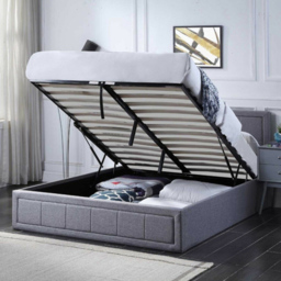 Portland Small Double Ottoman Upholstered Bed Frame with Storage - Grey - Wilko - thumbnail 7