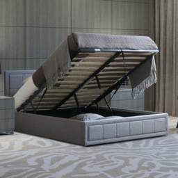 Portland Small Double Ottoman Upholstered Bed Frame with Storage - Grey - Wilko - thumbnail 5