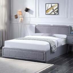 Portland Small Double Ottoman Upholstered Bed Frame with Storage - Grey - Wilko - thumbnail 1
