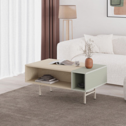Decortie Mona 4 Shelf Ash Green Sonoma Oak Coffee Table - Size: 45 x 100 x 60cm - Cream - Wilko - thumbnail 5