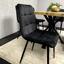 Kosy Koala 6 Seater Reinforced Wood and Velvet Dining Table Set with Bench Black and Grey - Brown - Wilko - thumbnail 3
