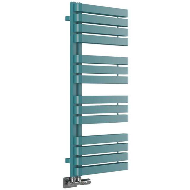 Terma Warp S Matt Teal Heated Towel Rail 2605 BTU 1110 x 500mm - Size: 111 x 50 x 11.2cm - Blue - Wilko - image 1