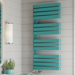 Terma Warp S Matt Teal Heated Towel Rail 2605 BTU 1110 x 500mm - Size: 111 x 50 x 11.2cm - Blue - Wilko - thumbnail 3