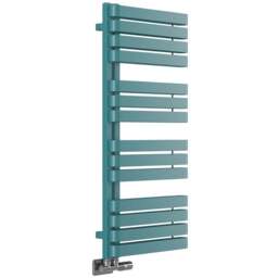Terma Warp S Matt Teal Heated Towel Rail 2605 BTU 1110 x 500mm - Size: 111 x 50 x 11.2cm - Blue - Wilko - thumbnail 1