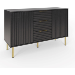 GFW Nervata 2 Door 3 Drawer Black Sideboard - Size: 39 x 116 x 72cm - Wilko - thumbnail 4