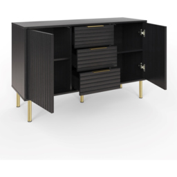 GFW Nervata 2 Door 3 Drawer Black Sideboard - Size: 39 x 116 x 72cm - Wilko - thumbnail 5