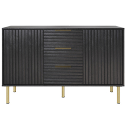 GFW Nervata 2 Door 3 Drawer Black Sideboard - Size: 39 x 116 x 72cm - Wilko - thumbnail 3