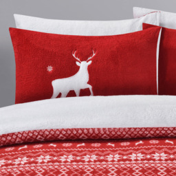 Velosso King Size Red Nordic Teddy Fleece Duvet Set - Wilko - thumbnail 4