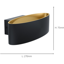 EGLO Maccacari LED Black and Gold Wall Light - Size: 7.5 x 13 x 27cm - Wilko - thumbnail 5