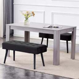 Portland 2 Seater Velvet Wooden Dining Set with Bench Black - Multi - Wilko - thumbnail 1