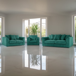 Luxor 6 Seater Teal Jumbo Cord Sofa Suite with Scatter Back - Green - Wilko