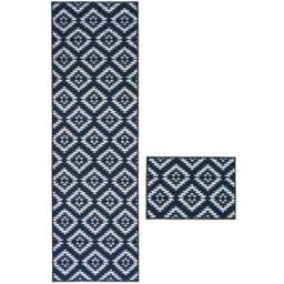 Homemaker Aztec Blue Mat and Runner Set 57 x 40cm and 57 x 230cm - Size: 57 x 40cm + 57 x 230cm - Wilko