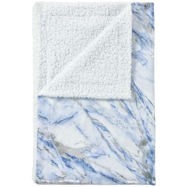 Velosso Blue Marble Sherpa Throw 150 x 200cm - Size: 150 x 200 x 1cm - Wilko - image 1