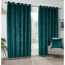 Divante Avery Teal Velvet Eyelet Curtains 168 x 183cm - Size: W 168 x D 183cm - Wilko - thumbnail 3