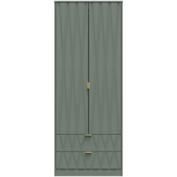 Crowndale Diamond Ready Assembled 2 Door 2 Drawer Reed Green Tall Double Wardrobe - Size: 2 Door, 2 Drawer - Wilko - thumbnail 3