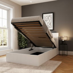GFW Single White Faux Leather End Lift Ottoman Bed with Bonnell Mattress - Wilko - thumbnail 7