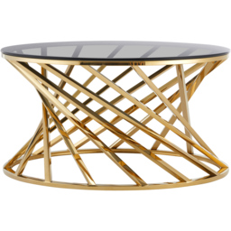 Comfy Living Gold Round Tinted Glass Coffee Table - Size: 43 x 80 x 80cm - Wilko - thumbnail 4