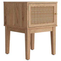 Bordeaux Single Door Oak Rattan Bedside Table - Size: Single Drawer - Brown - LPD Home - Wilko - thumbnail 3