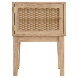 Bordeaux Single Door Oak Rattan Bedside Table - Size: Single Drawer - Brown - LPD Home - Wilko - thumbnail 4