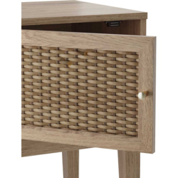 Bordeaux Single Door Oak Rattan Bedside Table - Size: Single Drawer - Brown - LPD Home - Wilko - thumbnail 5