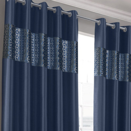 Intimates Vera Navy Eyelet Curtains 168 x 229cm - Size: W 168 x D 229cm - Blue - Wilko - thumbnail 3