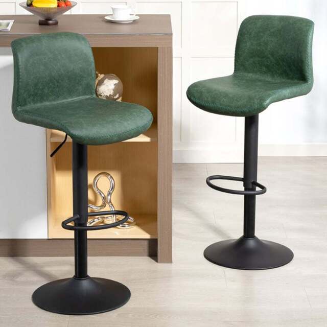 Portland Green PU Leather Height Adjustable Bar Stool Set of 2 - Wilko - image 1
