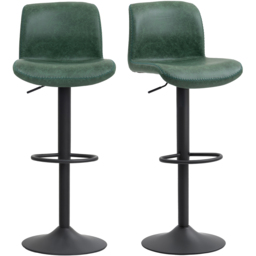 Portland Green PU Leather Height Adjustable Bar Stool Set of 2 - Wilko - thumbnail 3