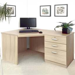 R White Cabinets 2 Drawer Single Cabinet Brown Set-07 Corner Desk - Size: 72.8 x 141.9 x 94cm - Wilko - thumbnail 1