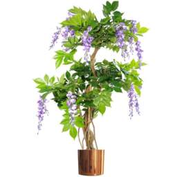 Botanik Purple Wisteria Artificial Tree in Copper Metal Planter 3.6ft - Size: 110 x 70 x 70cm - Green - Wilko