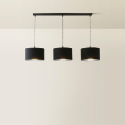 ValueLights Reni Black and Chrome Drum Shade 3 Drop Bar Black Diner LED Ceiling Light - Size: 123.5 x 98 x 25cm - Wilko - thumbnail 6
