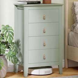 HOMCOM 4 Drawer Green Bedroom Chest of Drawers - Wilko - thumbnail 1