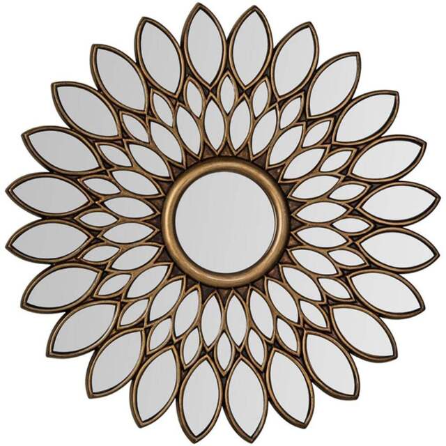 Lyra 100 x 100cm Bronze Petal Wall Mirror - Brown - Premier Housewares - Wilko - image 1