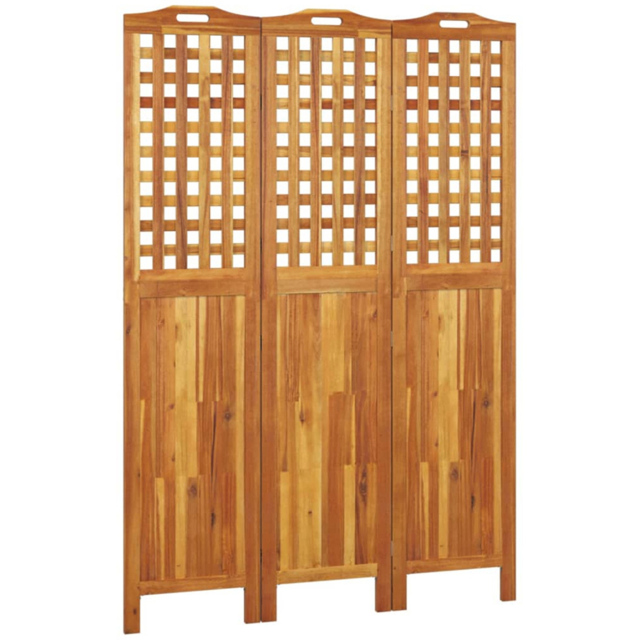 vidaXL Black Wooden 3 Panel Room Divider 121.5 x 2 x 180cm - Size: 3 Panels - Brown - Wilko - image 1