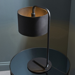 Merano Carrara Black Fabric Shade Satin Black Table Lamp - Size: 23 x 29 x 50cm - Wilko - thumbnail 5