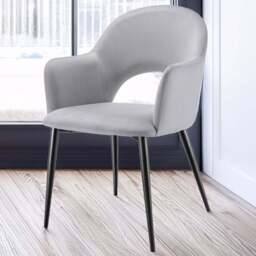 tectake Sasha Set of 6 Light Grey Velvet Look Dining Chair - Wilko - thumbnail 1