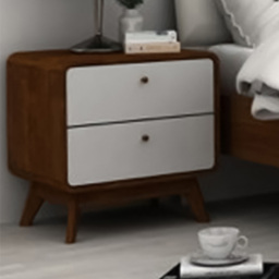 Loft24 Cassie 2 Drawer Walnut and White Nightstand - Wilko - thumbnail 1