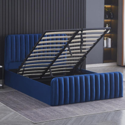 Kosy Koala Big Double Blue Velvet Ottoman Storage Bed - Wilko - thumbnail 3