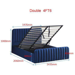 Kosy Koala Big Double Blue Velvet Ottoman Storage Bed - Wilko - thumbnail 7