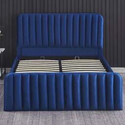 Kosy Koala Big Double Blue Velvet Ottoman Storage Bed - Wilko