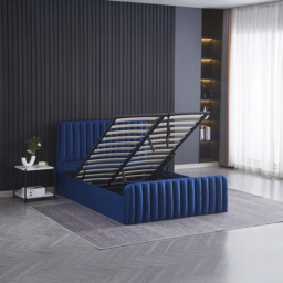 Kosy Koala Big Double Blue Velvet Ottoman Storage Bed - Wilko - thumbnail 6