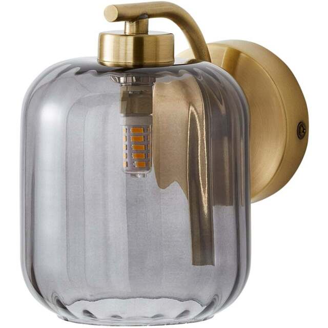 ValueLights Amelie Ribbed Glass Gold Stem LED Wall Lamp - Size: 16 x 13 x 18cm - Wilko - image 1