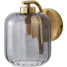 ValueLights Amelie Ribbed Glass Gold Stem LED Wall Lamp - Size: 16 x 13 x 18cm - Wilko