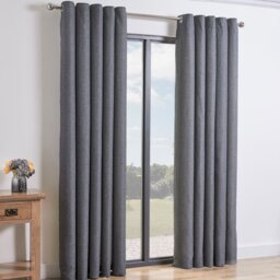 My Home Taylor Charcoal Blackout Eyelet Curtains 137 x 168cm - Size: W 137 x D 168cm - Wilko