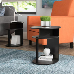 Walplus Jaya 2 Shelf Walnut Simple Design Oval End Table Set of 2 - Size: 39.37 x 49.02 x 48.01cm - Black - Wilko - thumbnail 5