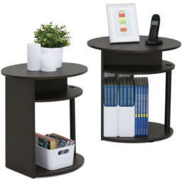 Walplus Jaya 2 Shelf Walnut Simple Design Oval End Table Set of 2 - Size: 39.37 x 49.02 x 48.01cm - Black - Wilko - thumbnail 4