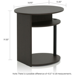 Walplus Jaya 2 Shelf Walnut Simple Design Oval End Table Set of 2 - Size: 39.37 x 49.02 x 48.01cm - Black - Wilko - thumbnail 6