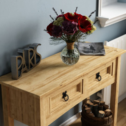 VIDA DESIGNS Corona 2 Drawer Solid Pine Console Table - Size: 31 x 83 x 70cm - Brown - Wilko - thumbnail 4