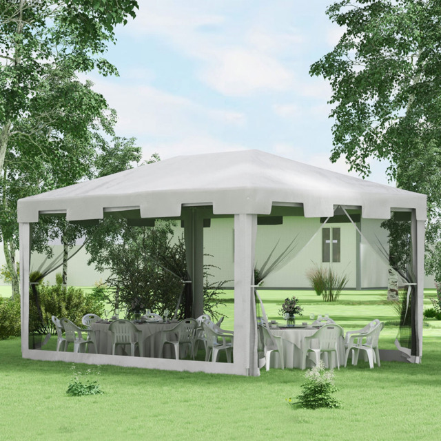 Outsunny 4 x 3m Gazebo Party Tent with Panel - Size: 3 x 4m - White - Wilko - image 1